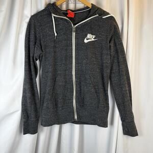 Nike Sports Gym Vintage Full Zip Hoodie Jacket Heathered Gray Large Retro Soft